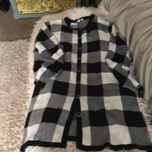 Issac Mizrahi live Buffalo plaid duster